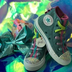 mint green bling converse